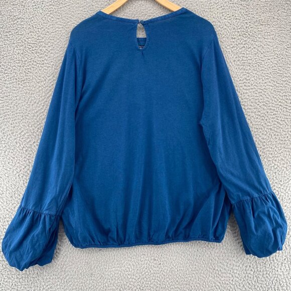 Soft Surroundings Top Womens Extra Large Talasa Blue Embroidered Blouson Knit - Picture 3 of 9